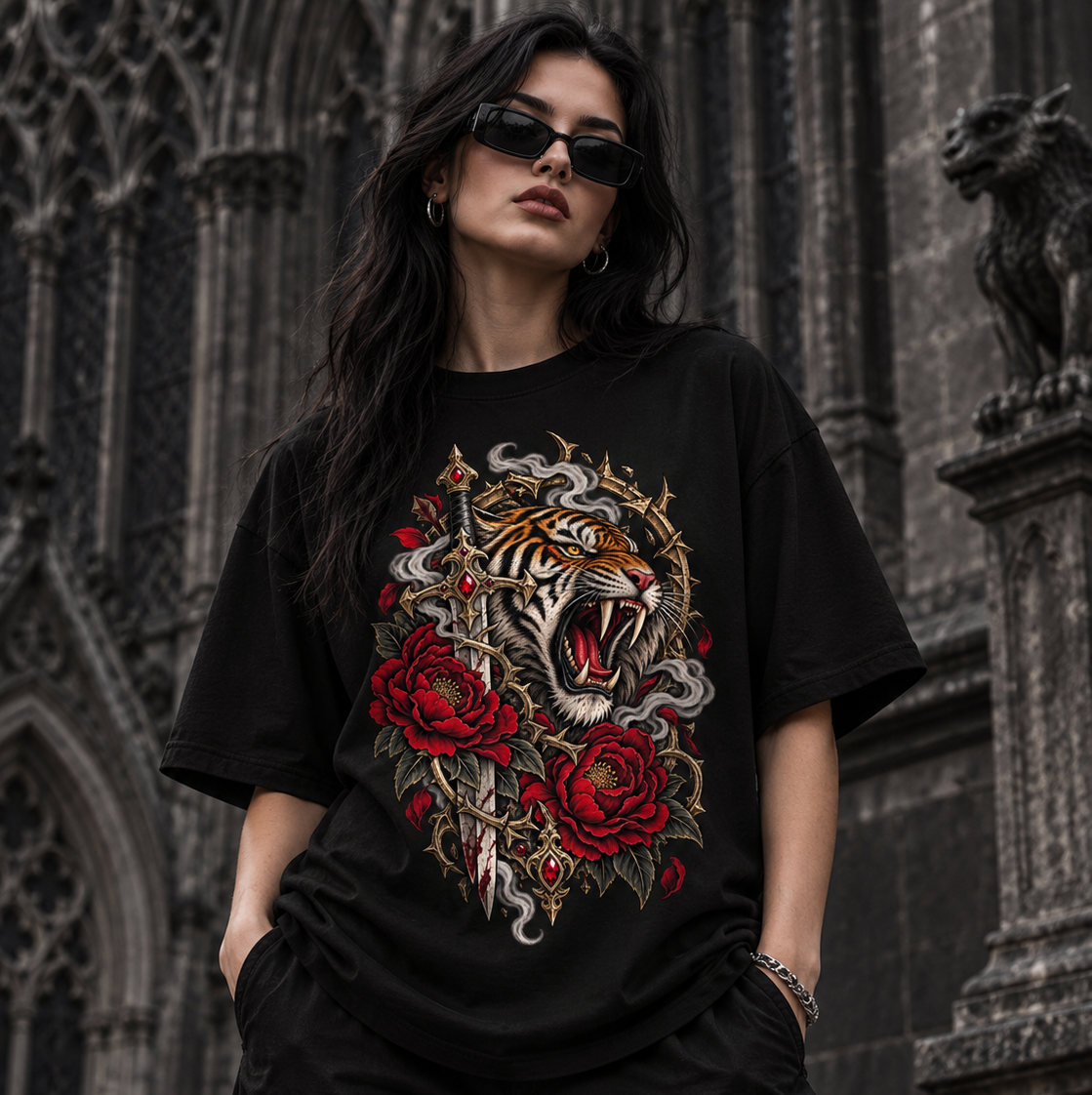 Crowned Beast – Gothic Tiger T-Shirt