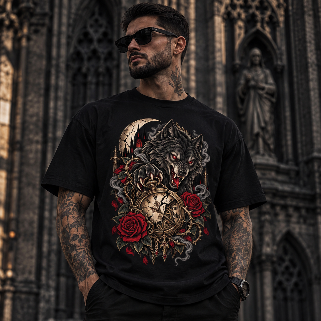 Moonfang – Gothic Wolf Moon T-Shirt