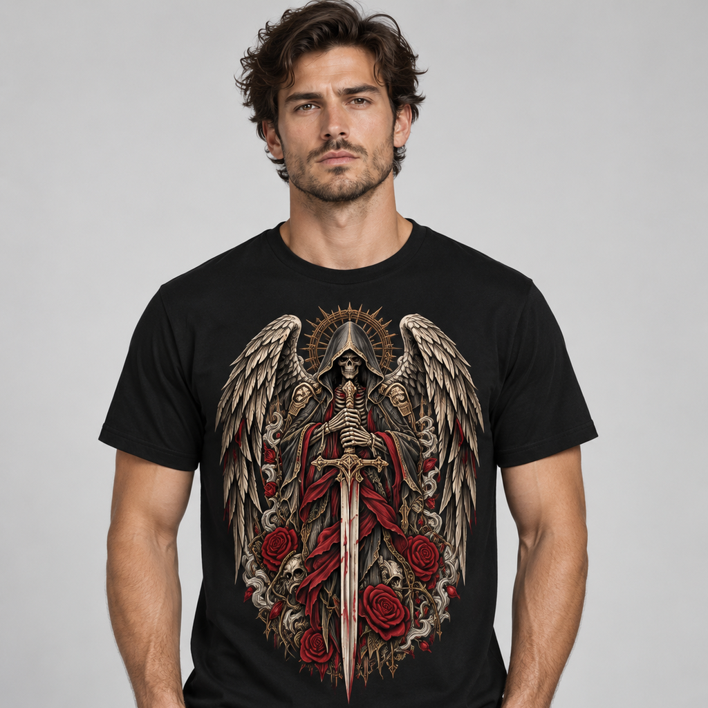 Fallen Saint – Gothic Angel Skeleton T-Shirt