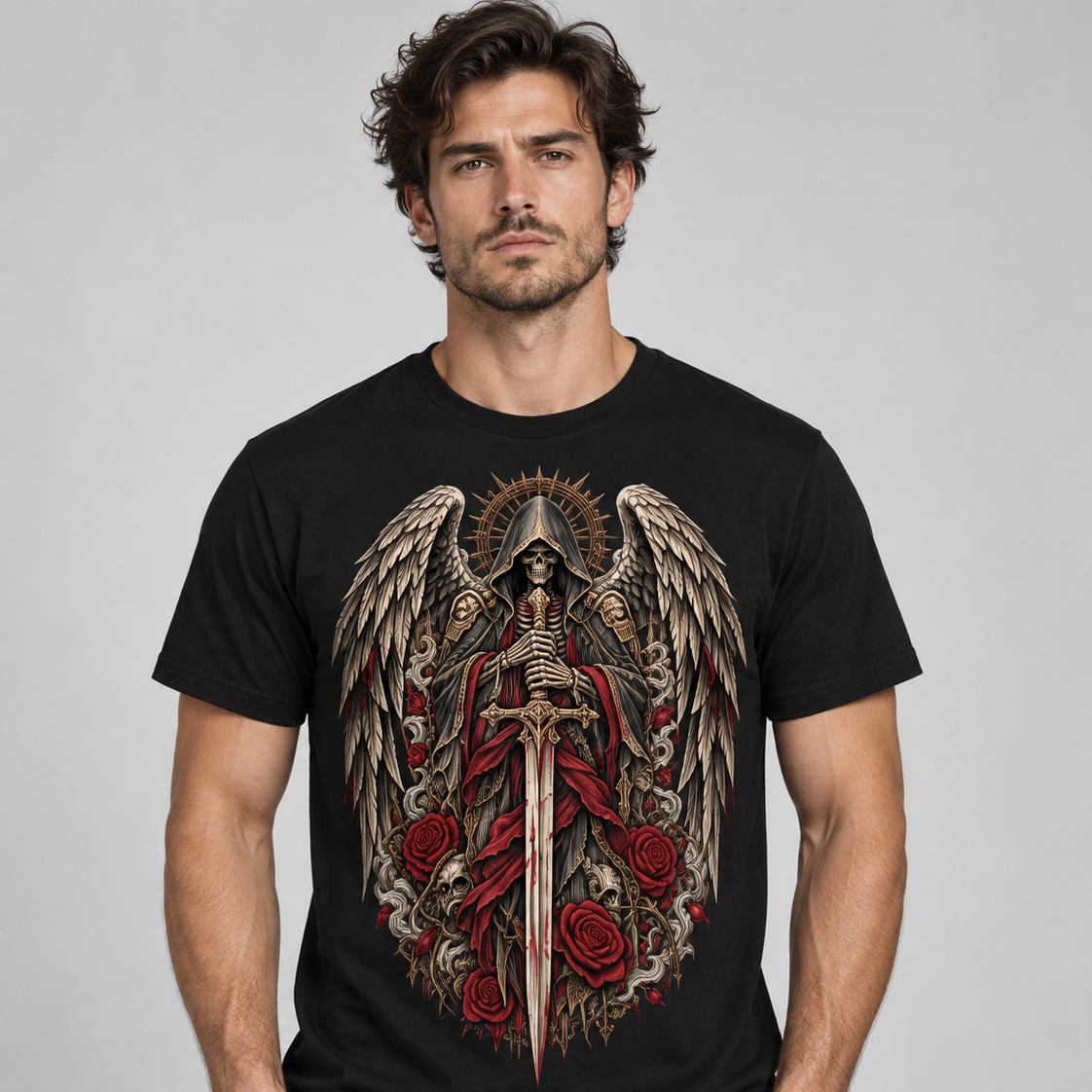 Fallen Saint – Gothic Angel Skeleton T-Shirt