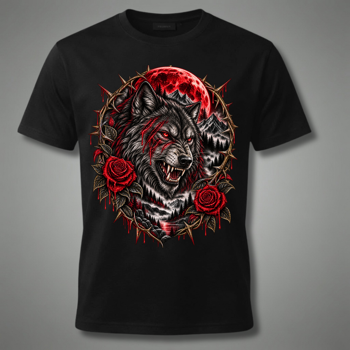 Blood Moon – Gothic Twin Wolf T-Shirt