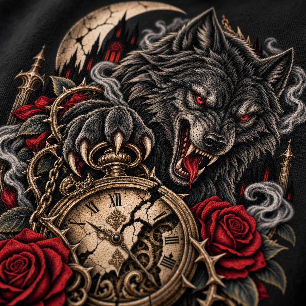 Moonfang – Gothic Wolf Moon T-Shirt