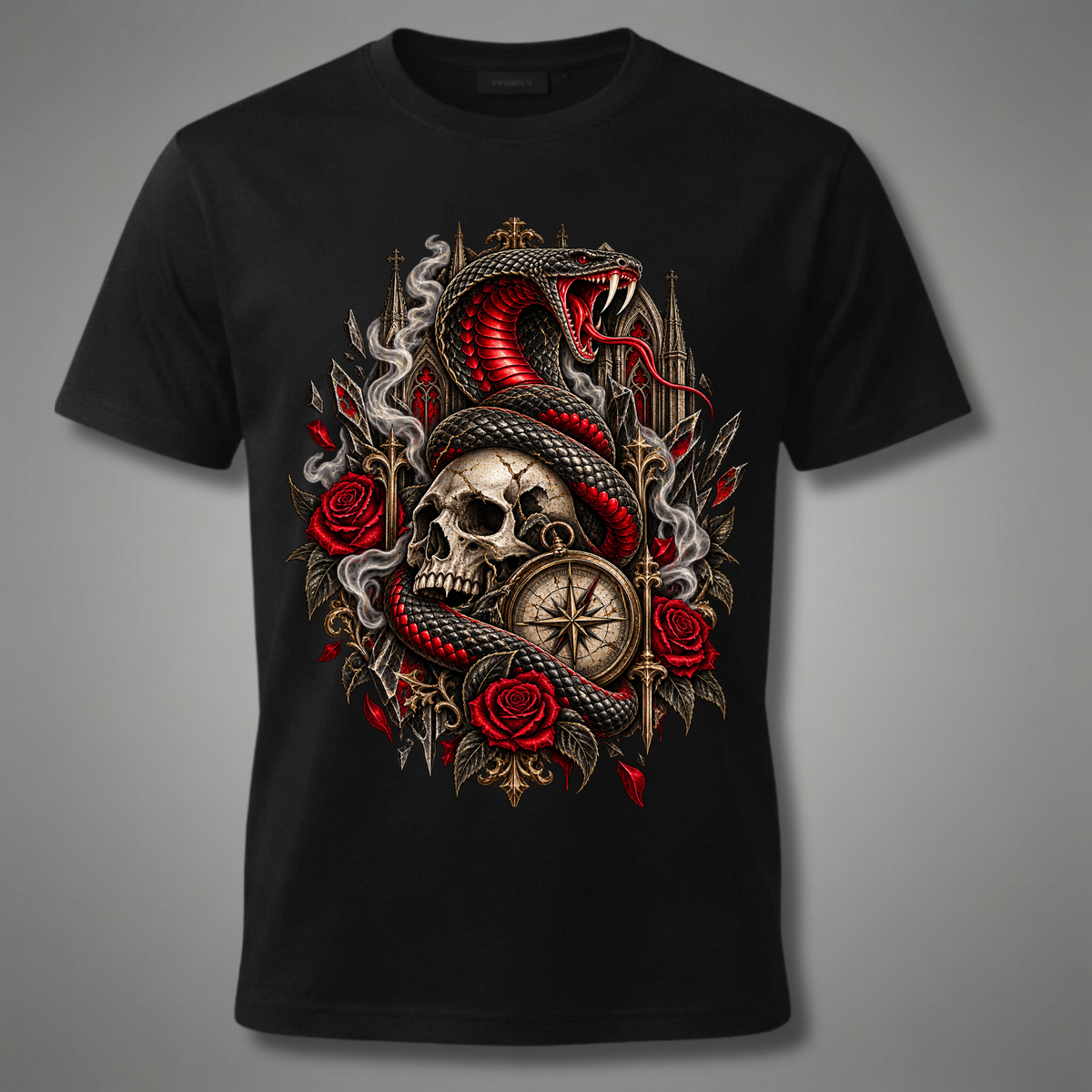Serpent’s Curse – Gothic Snake Skull T-Shirt