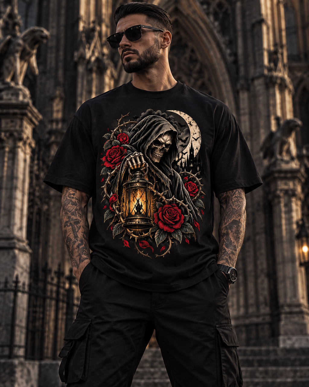 Lantern Wraith – Gothic Reaper Lantern T-Shirt