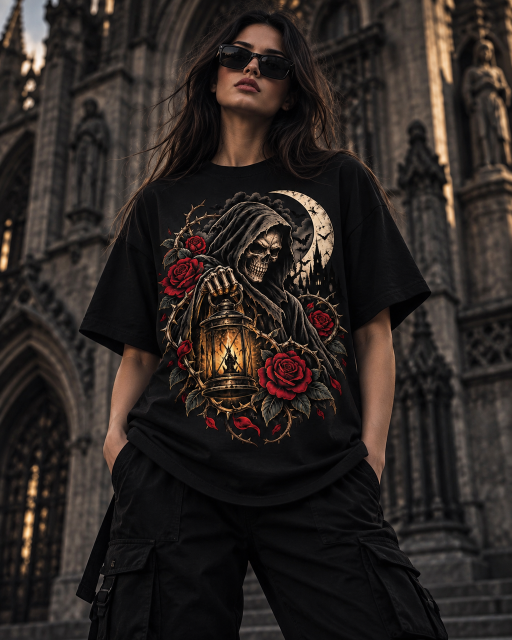 Lantern Wraith – Gothic Reaper Lantern T-Shirt