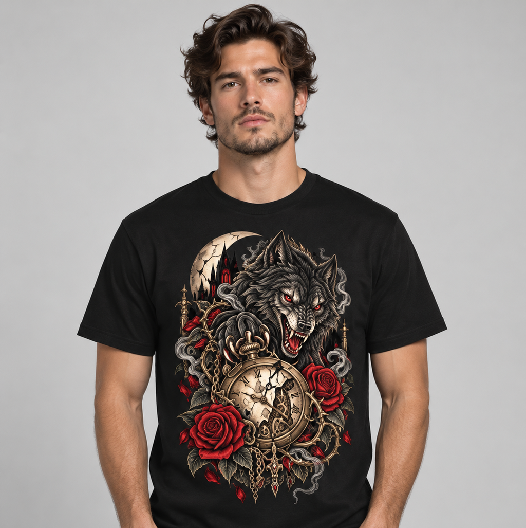 Moonfang – Gothic Wolf Moon T-Shirt