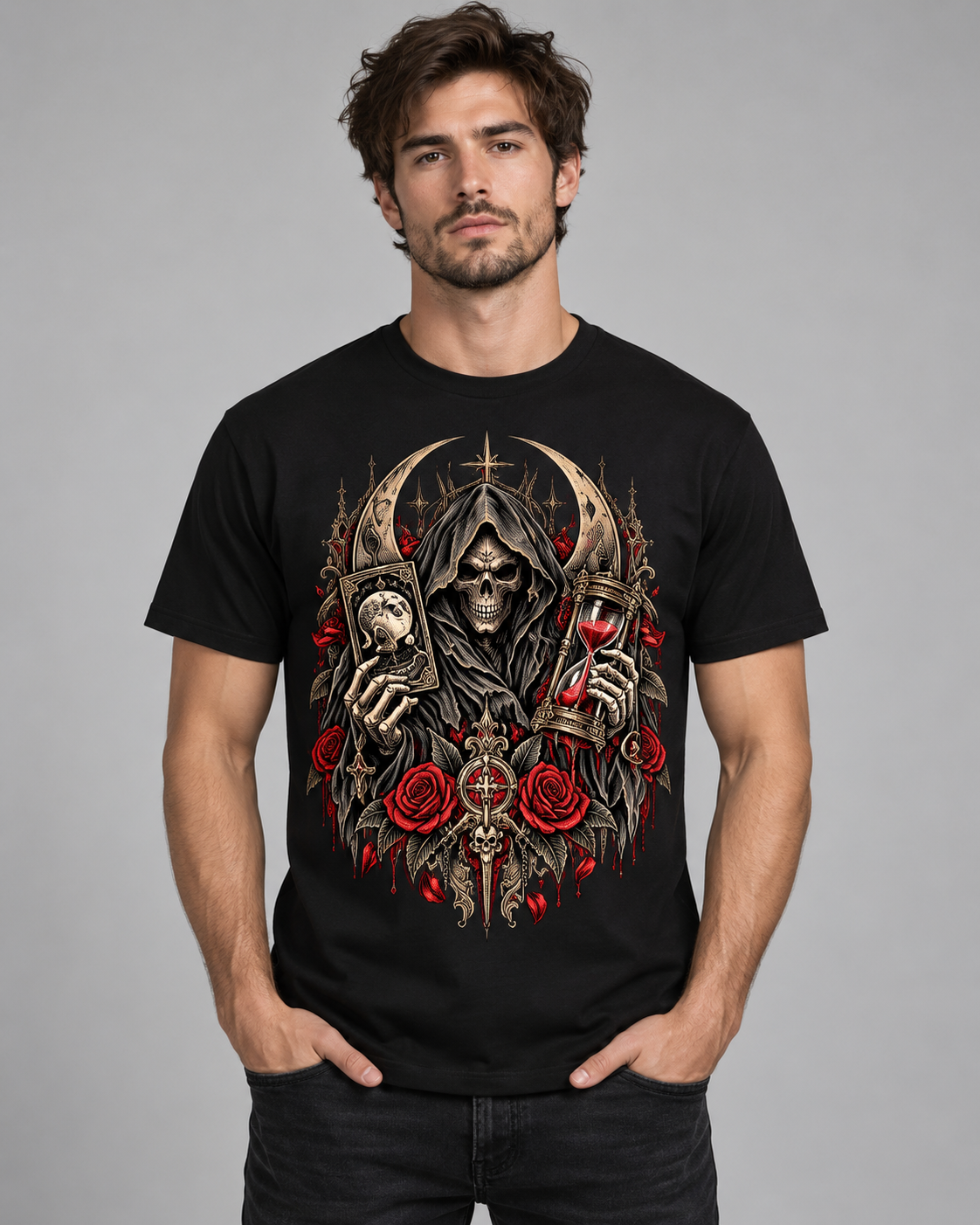 Final Hour – Gothic Reaper Hourglass T-Shirt