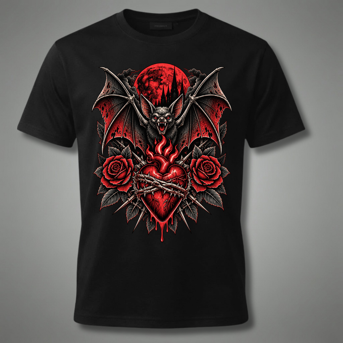 Crimson Wing – Gothic Bat Heart T-Shirt
