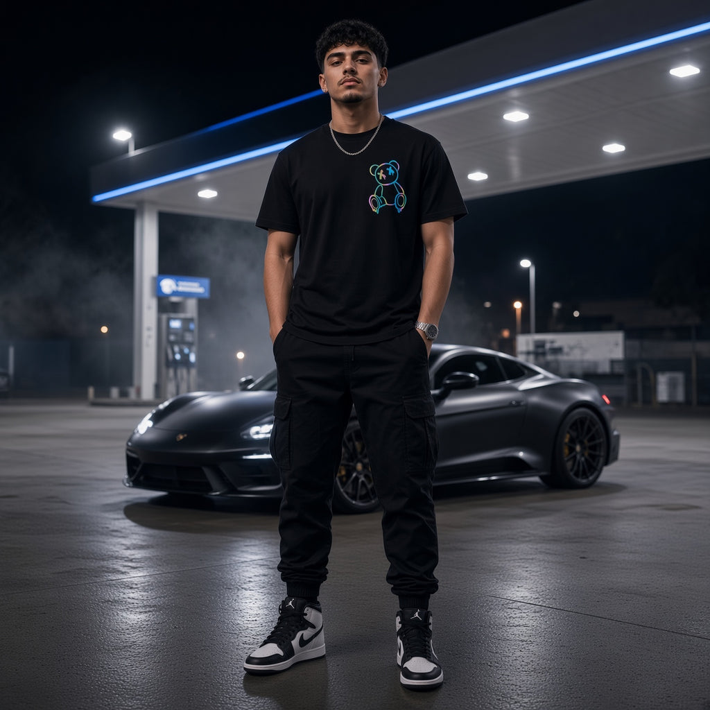 Neon Teddy Black T-Shirt