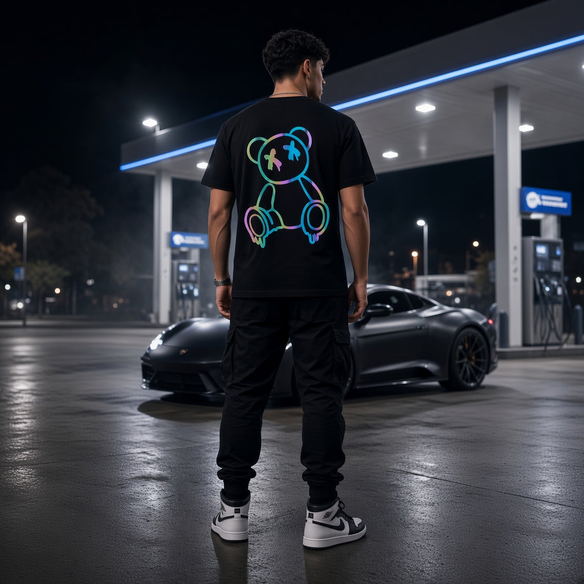 Neon Teddy Black T-Shirt